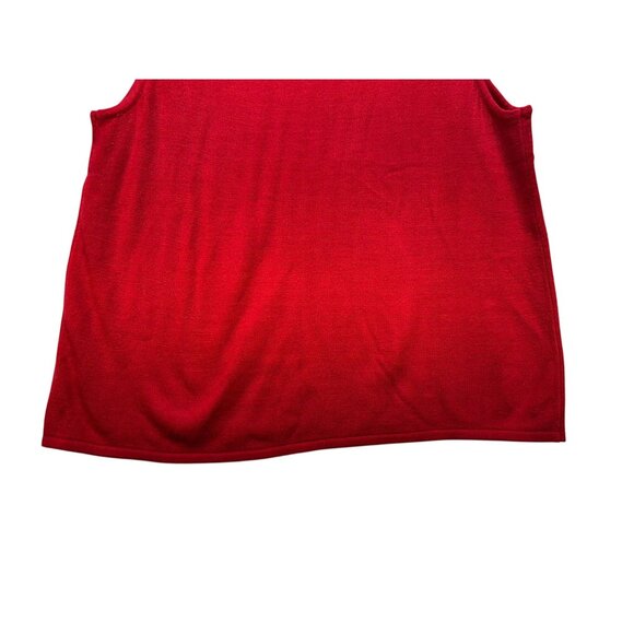 Vintage Designers Originals Sleeveless Knit Sweater Top PLRed Embroidered Holid - Picture 7 of 8